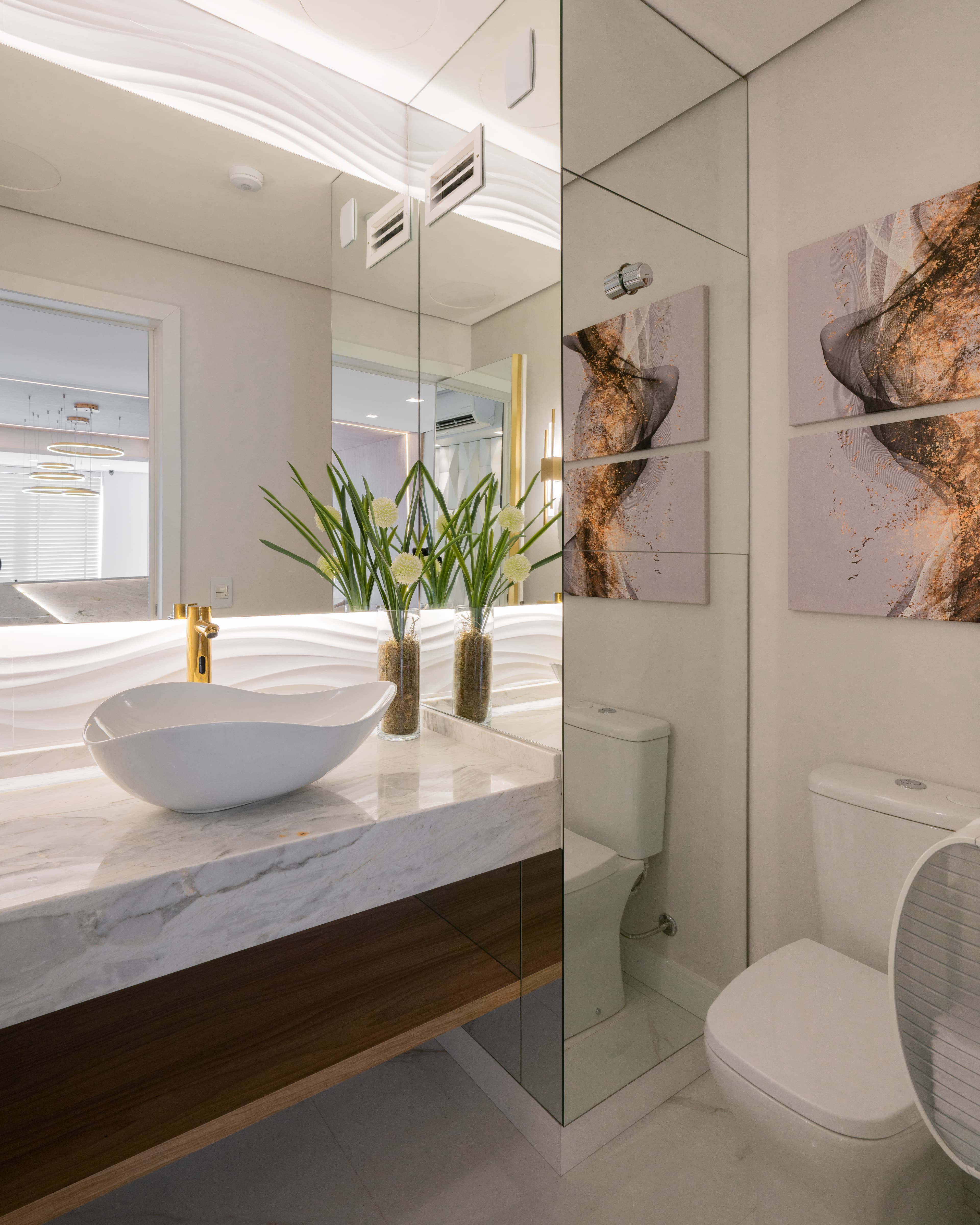 arquiteta projeto Lavabo clinica ginecologica vida em foco detalhe - Projeto de arquitetura e design de interiores - Clínica Médica - Camila Chalon Arquitetura